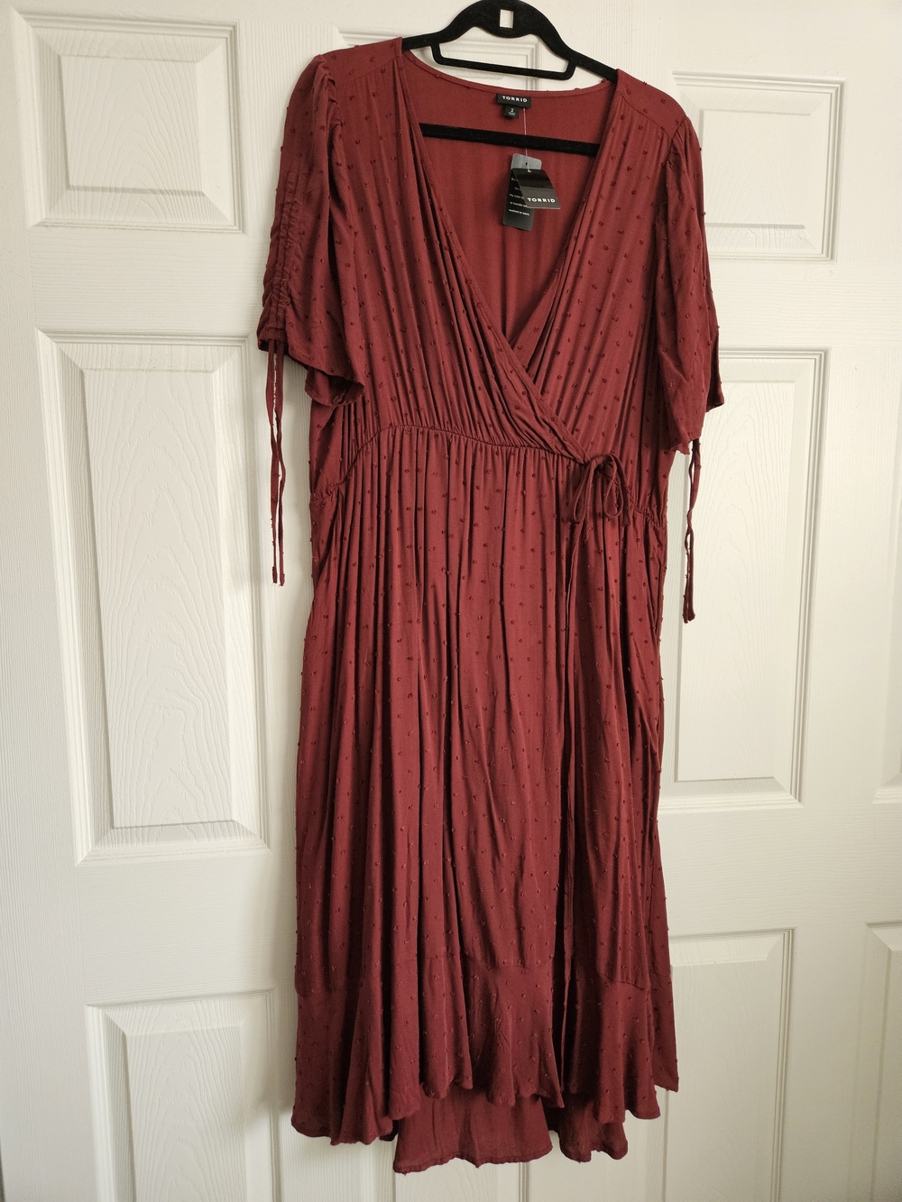 torrid Rust-Red Textured Wrap Midi Dress